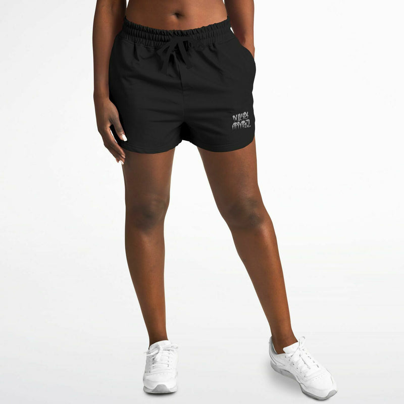 Grey Urban Logo Black Athletic Loose Shorts