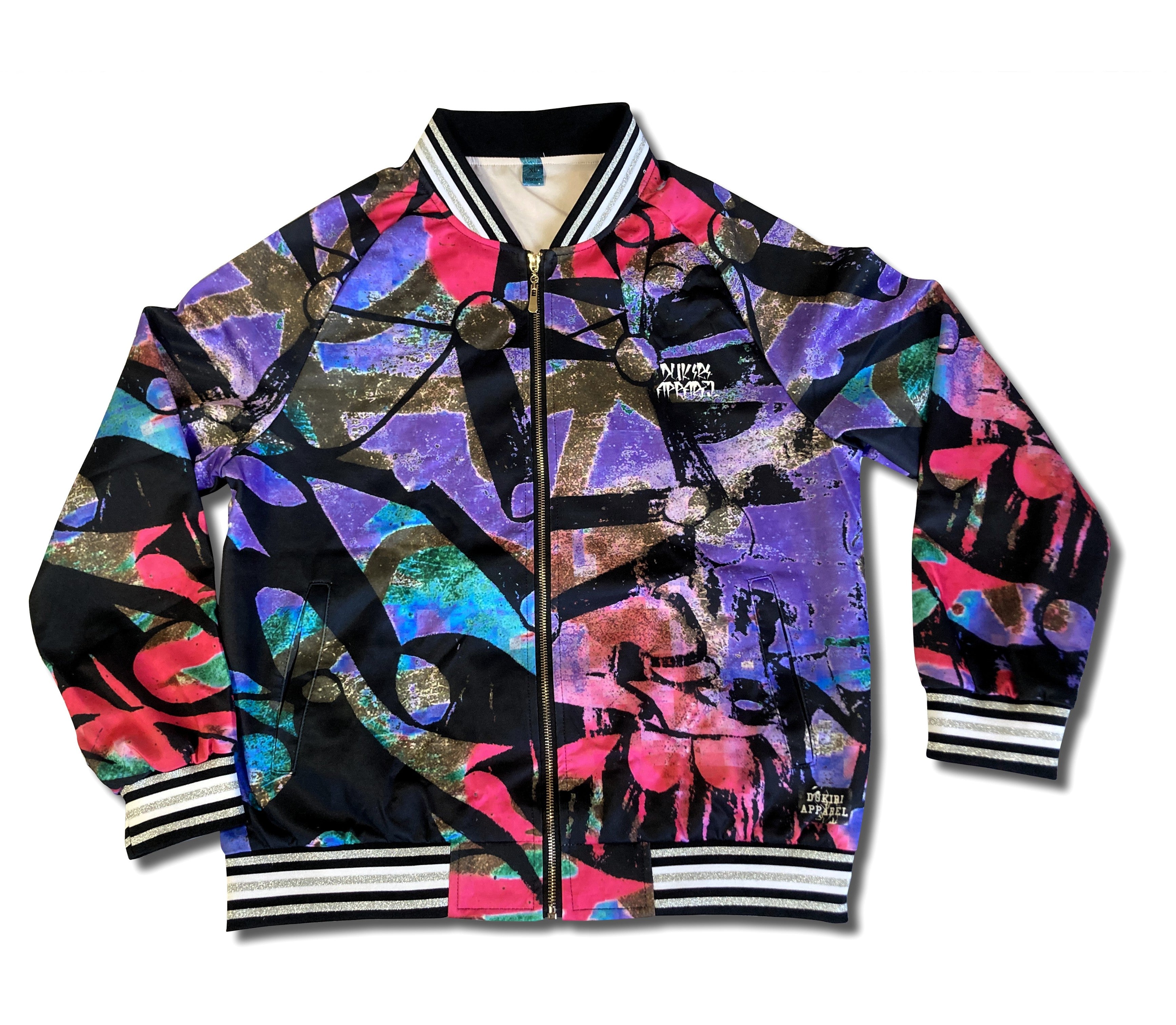 Abstract Purple Graffiti Varsity Jacket - Dukiri apparel – dukiri