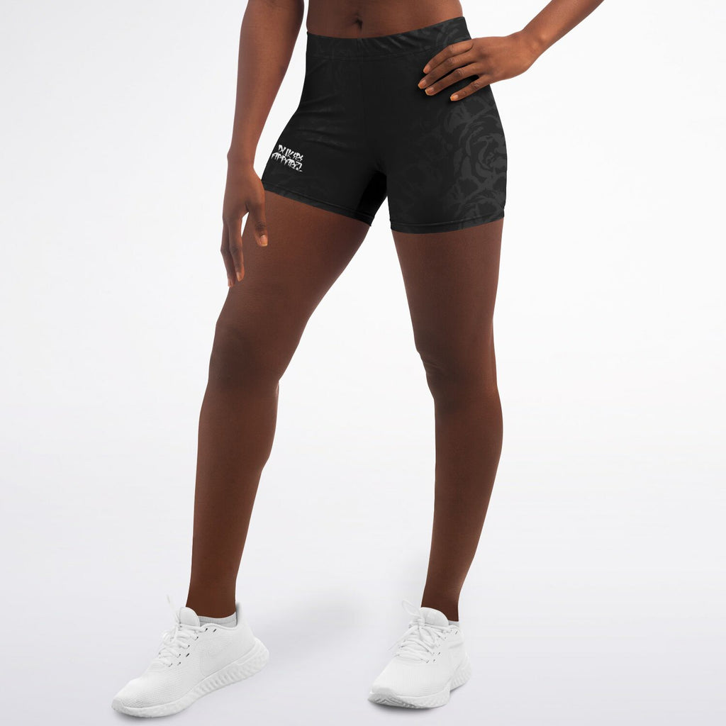 Black-Gray Rose Legging Shorts