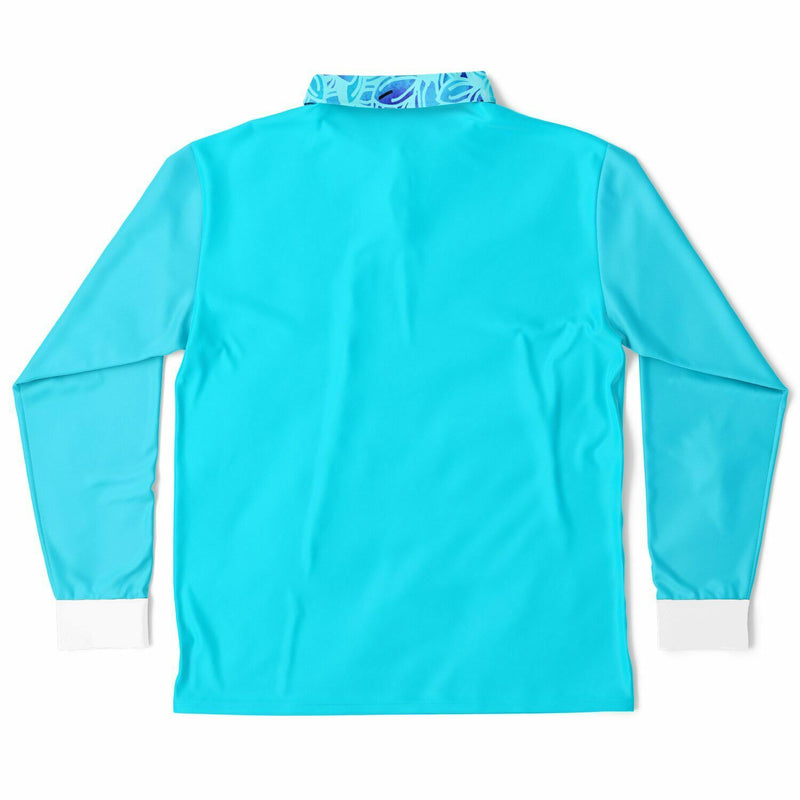 Neon Blue Men’s Long Sleeve Polo Shirt