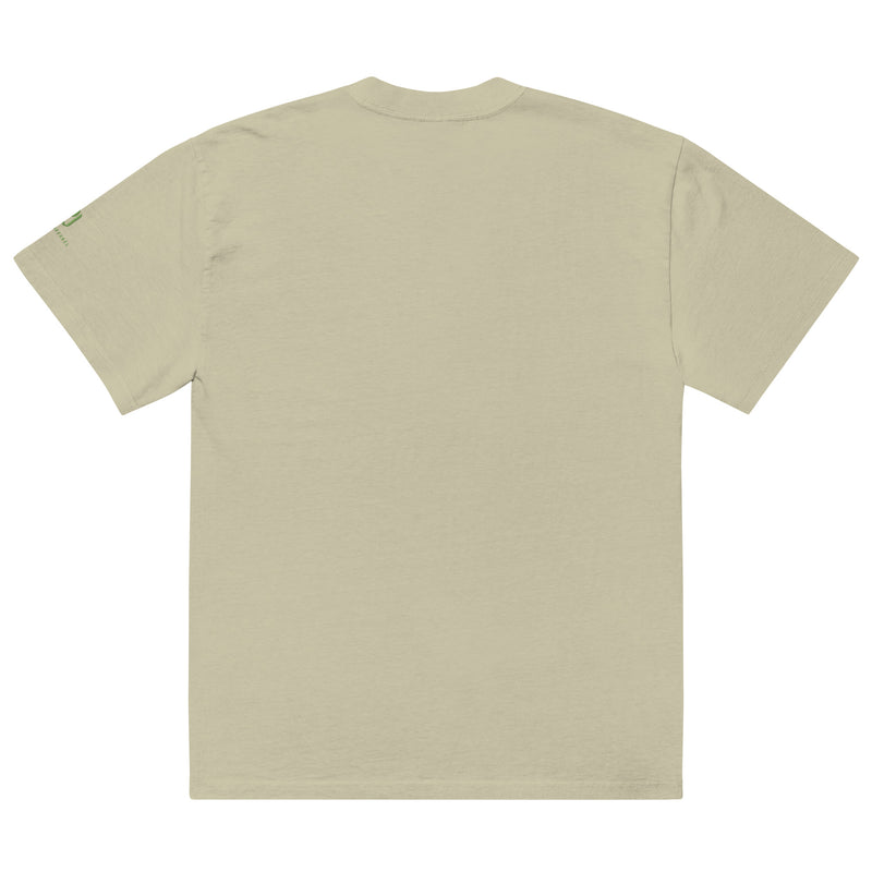 Oversized faded Kiwi t-shirt-Embroidered "I Beat it" Print