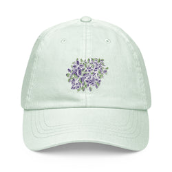 Green Pastel Embroidered Lilac baseball hat