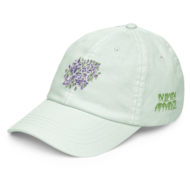 Green Pastel Embroidered Lilac baseball hat