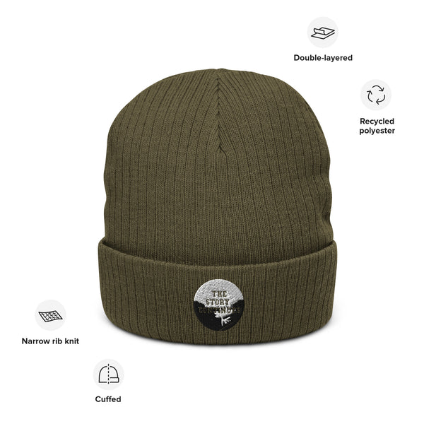 The Story Cont Olive Story Ribbed knit beanie