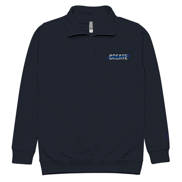 Create Embroidered Navy fleece  Relaxed pullover