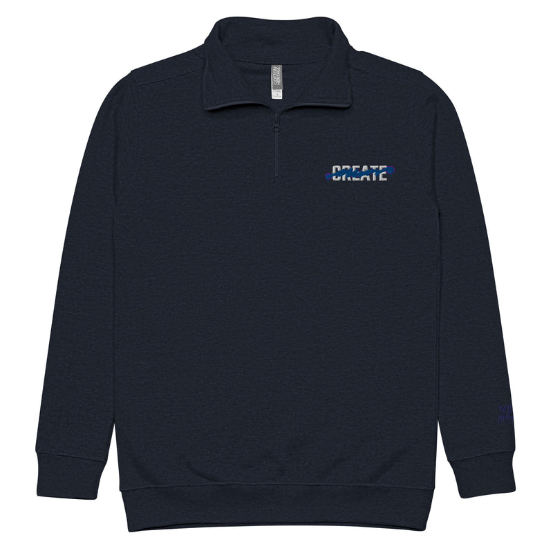 Create Embroidered Navy fleece pullover