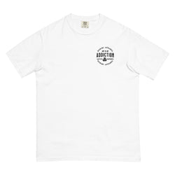White garment-dyed heavyweight t-shirt- Embroidered Quote Logo