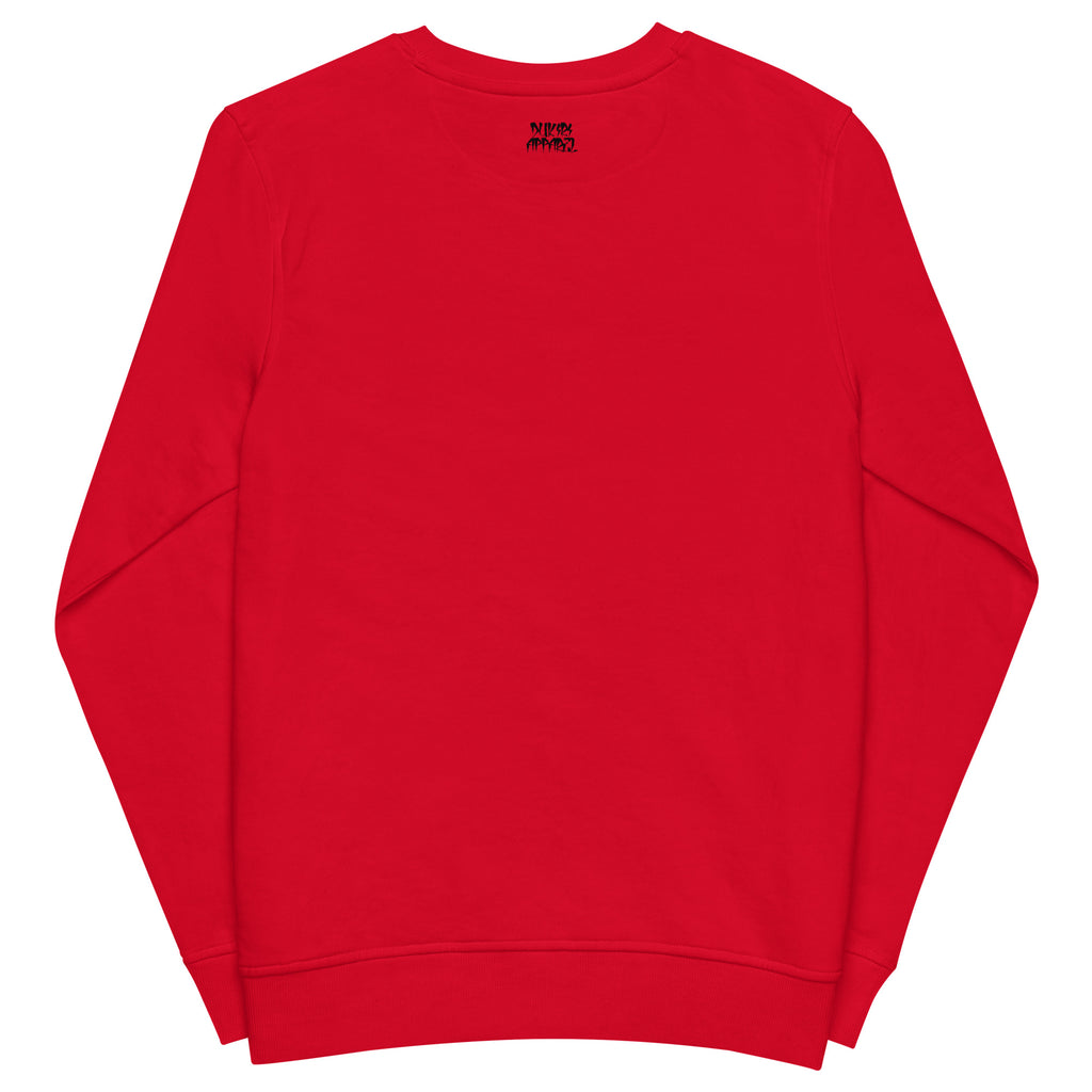 Imaginary Man Red Organic Sweatshirt – Organic Cotton Eco-Friendly Unisex Streetwear Pullover