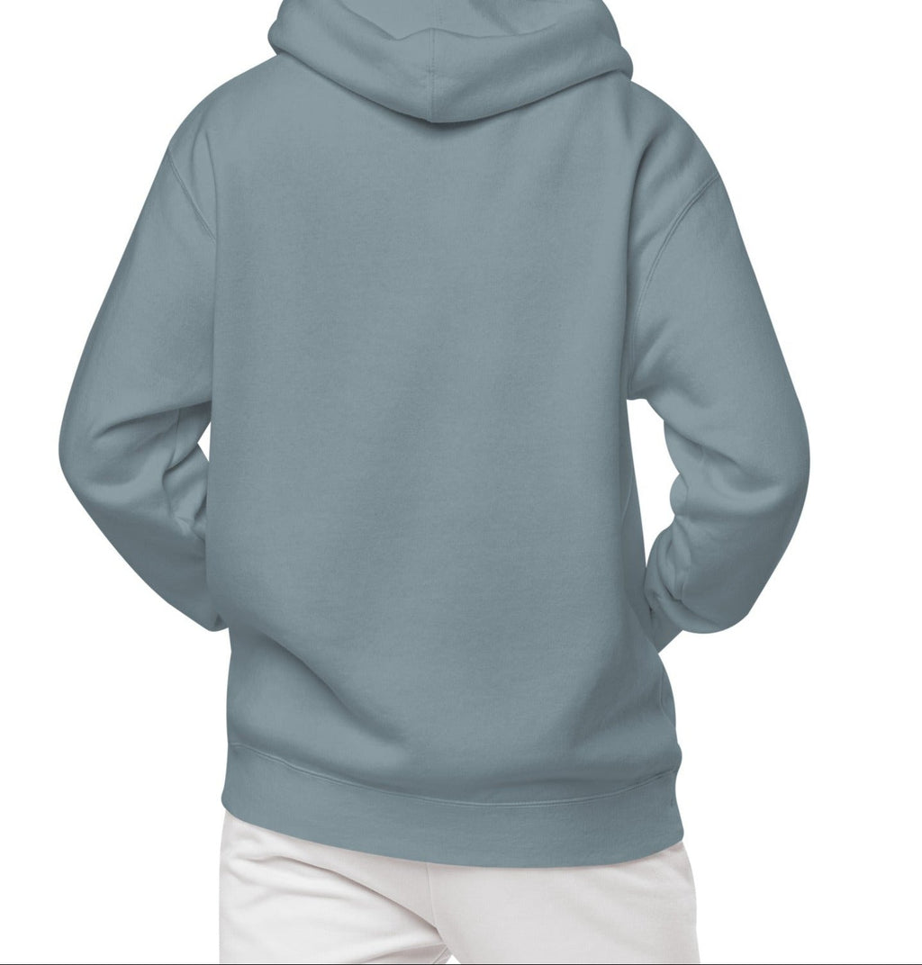 Embroidered Yellow Mockingbird pigment-dyed slate hoodie