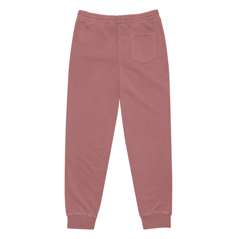 Relaxed-Fit Pigment-Dyed Maroon Sweatpants-Embroidered Cocoon art