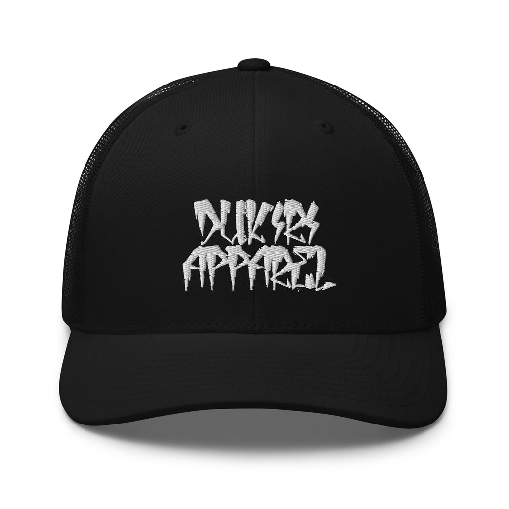 Urban Logo Black Trucker Cap by Dukiri Apparel – Artist-inspired streetwear accessory