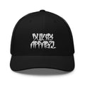 Urban Logo Black Trucker Cap by Dukiri Apparel – Artist-inspired streetwear accessory