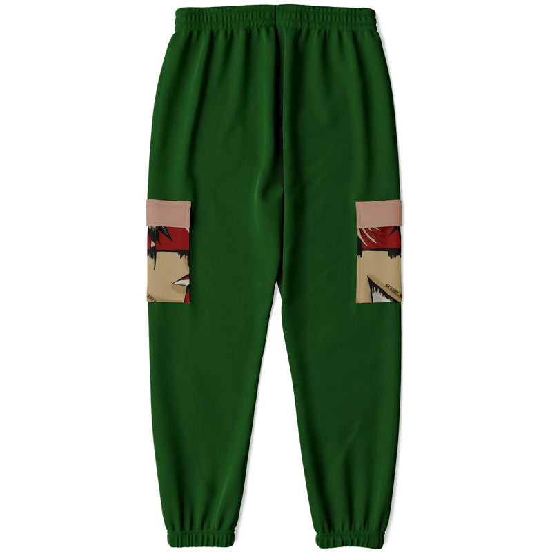 Recycled Polyester Athletic Green Cargo Sweatpants-The face