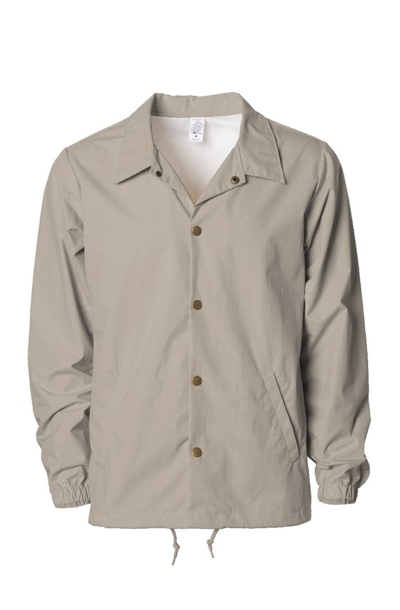 Khaki Water Resistant Windbreaker Coaches Jacket