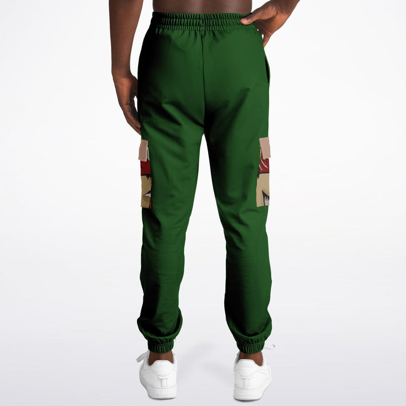 Recycled Polyester Athletic Green Cargo Sweatpants-The face