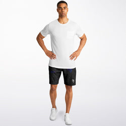 Grungy Purple Athletic Long Shorts