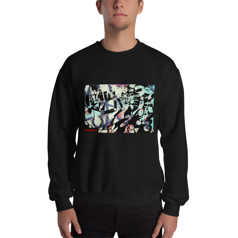 Men's abstract shapes and robot arms black streetwear sweatshirt