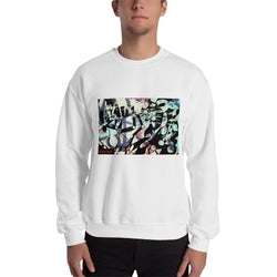 Men's abstract shapes and robot arms white streetwear sweatshirt