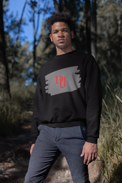 Streetwear Minimalist Red Logo Fleece Pullover for Men's Basic styles 