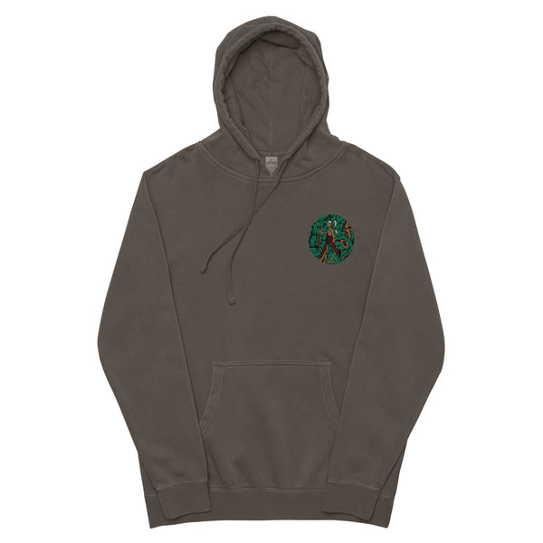 Streetwear Nomad Vintage Black Pigment Dyed Embroidered Hoodie