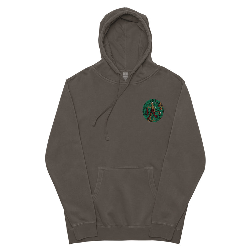 Streetwear Nomad Vintage Black Pigment Dyed Embroidered Hoodie