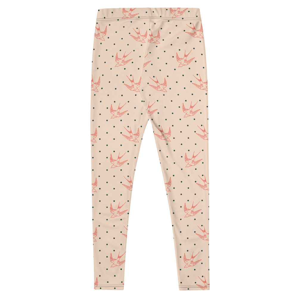 Microfiber yarn leggings-Bird allover print