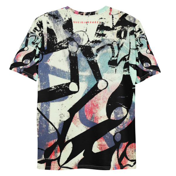 a t - shirt with an abstract painting on it