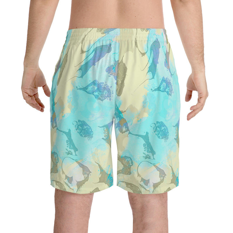 Relaxed fit Men's Elastic Beach Shorts-Sea shells