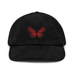 Red Butterfly Corduroy hat