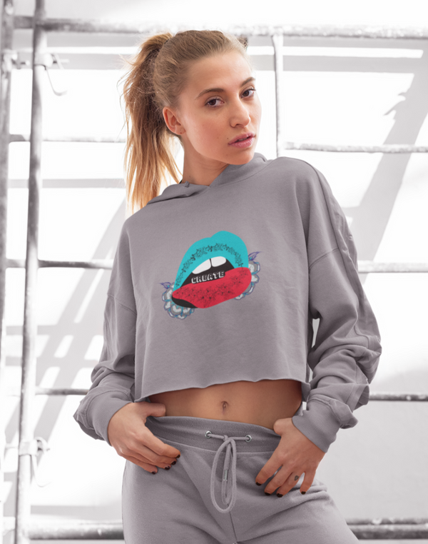 Create Lips Crop Hoodie