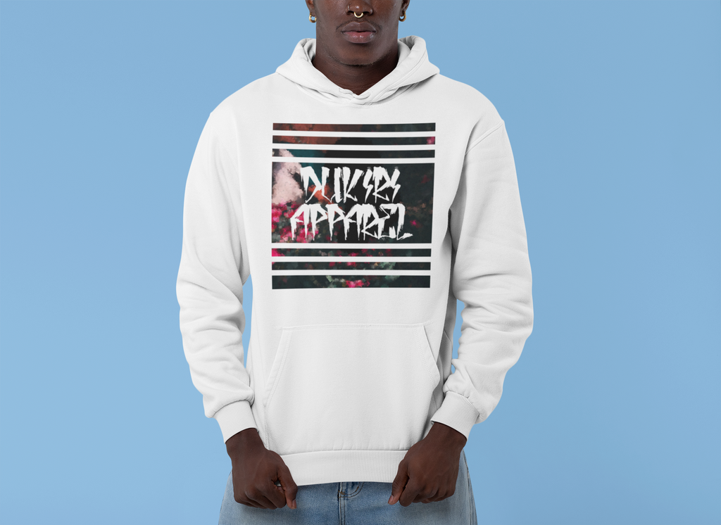 Cubism white streetwear best seller hoodie worn by black man