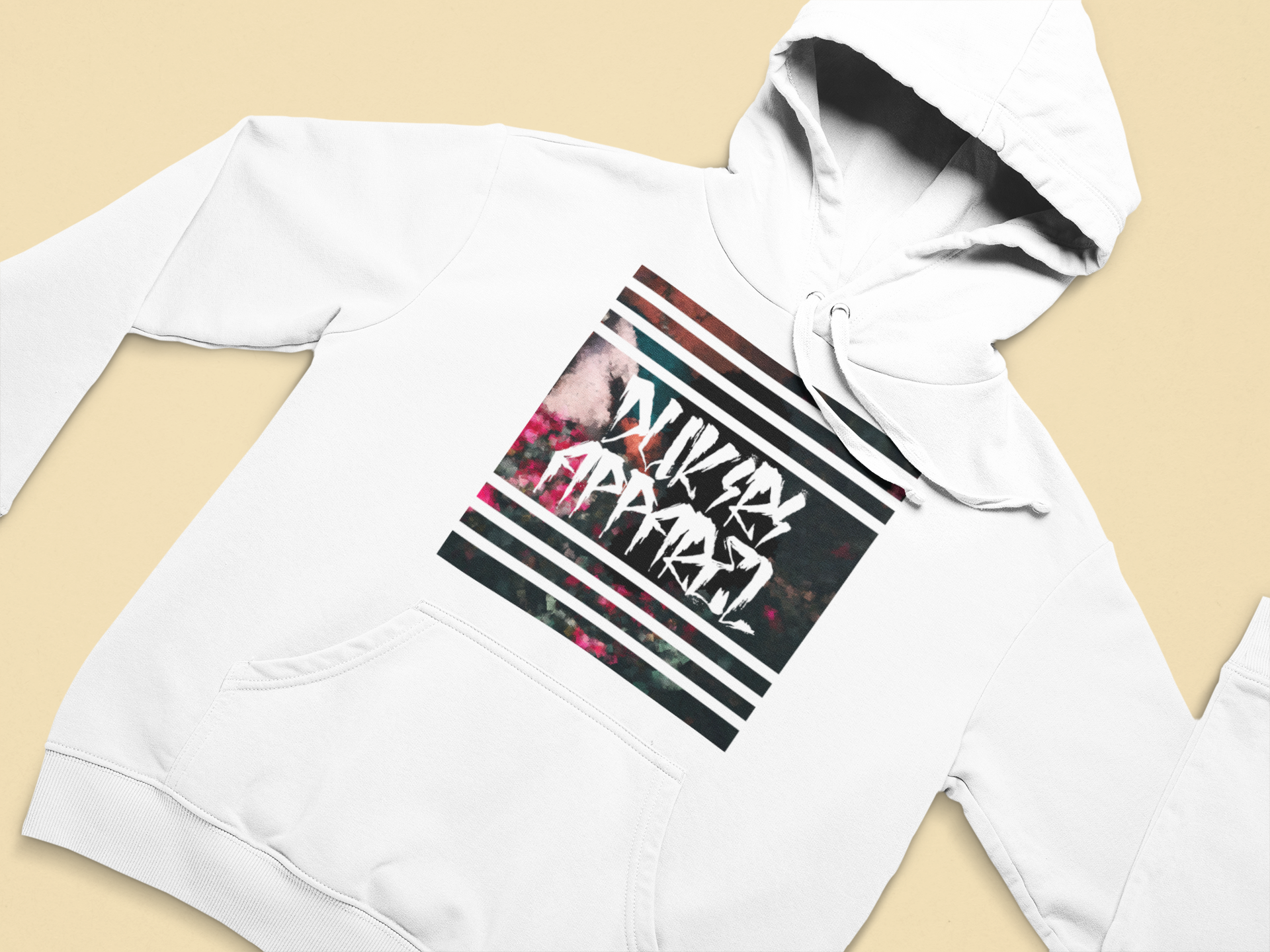 Cubism white streetwear hoodie surrounded