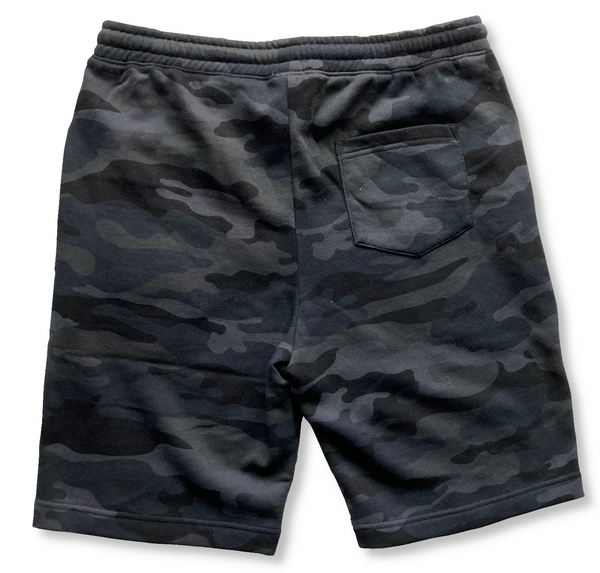 Black camo shorts-tapered knee