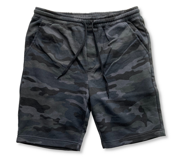 Black camo shorts-tapered knee