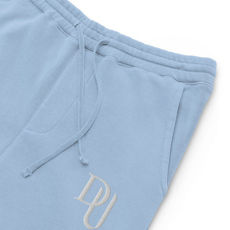 Blue pigment-dyed sweatpants