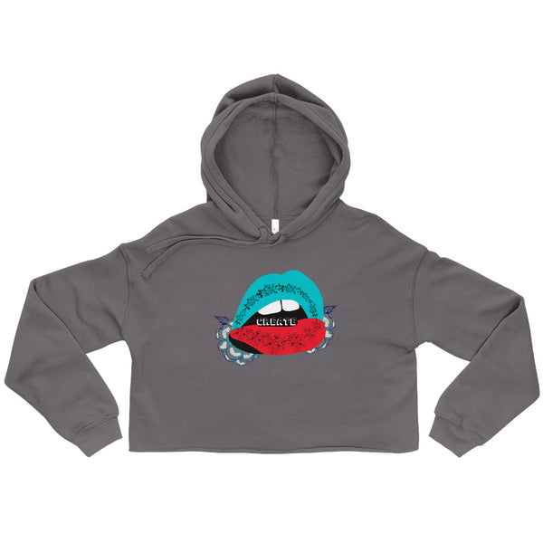 Create Lips Crop Hoodie